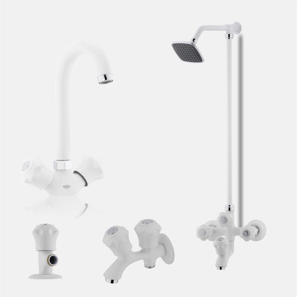 Surahi White Bath Set