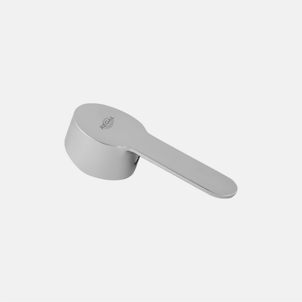 Replacement lever handle with rounded tapered design, circular mounting base, and polished chrome finish for compatible bathroom mixer taps and sanitary fittings