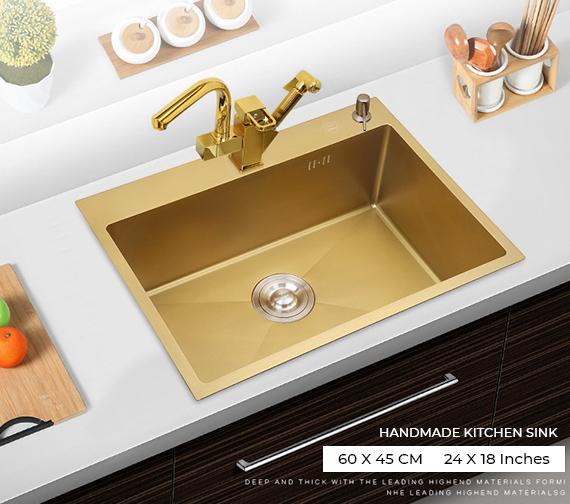 60 x 45 Golden Kitchen Sink Handmade