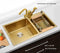 82 x 45 Golden Double Kitchen Sink Handmade Without Tap