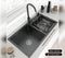82 x 45 Black Double Kitchen Sink Without Tap